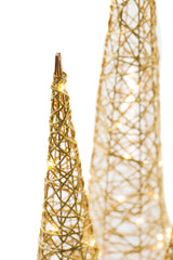 31.5"Cone Gold Wireframe Accent Illuminated Tree Set