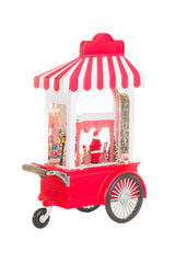 27" Candycane Red Plastic Santa's Workshop Cart LED Snow Globe with The Toyshop