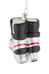 4.25" Hanging Silver and Red Glass Hockey Skates Ornament