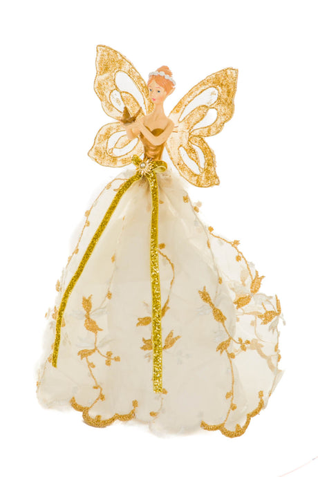 10.3"White and Gold Polyester Graceful Angel Tree Topper