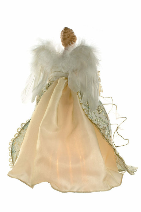 14.5" Beige Cloth Vintage 10-Light Angel Tree Topper