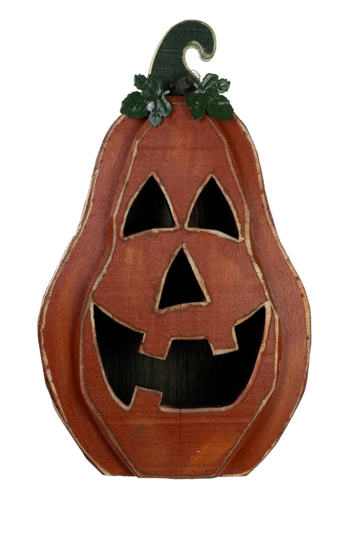 25" Orange and Black Wood Toothy Jack O' Lantern Decoration