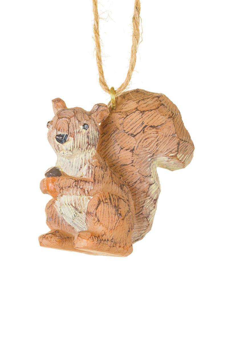 2" Etched Hangable Sandy Resin Squirrel Ornament