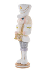 24" Striped White and Gold Cloth Drummer Nutcracker