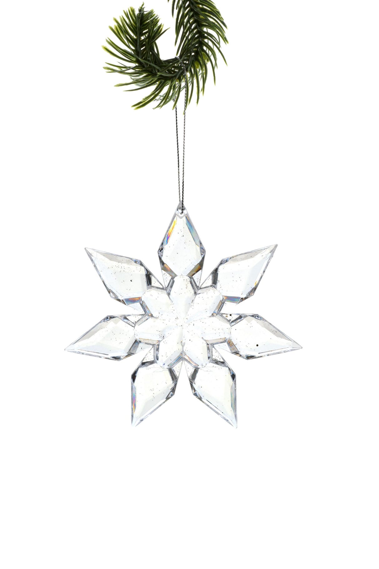 5.1" Hanging Clear Snowflake Ornament with 7 Points