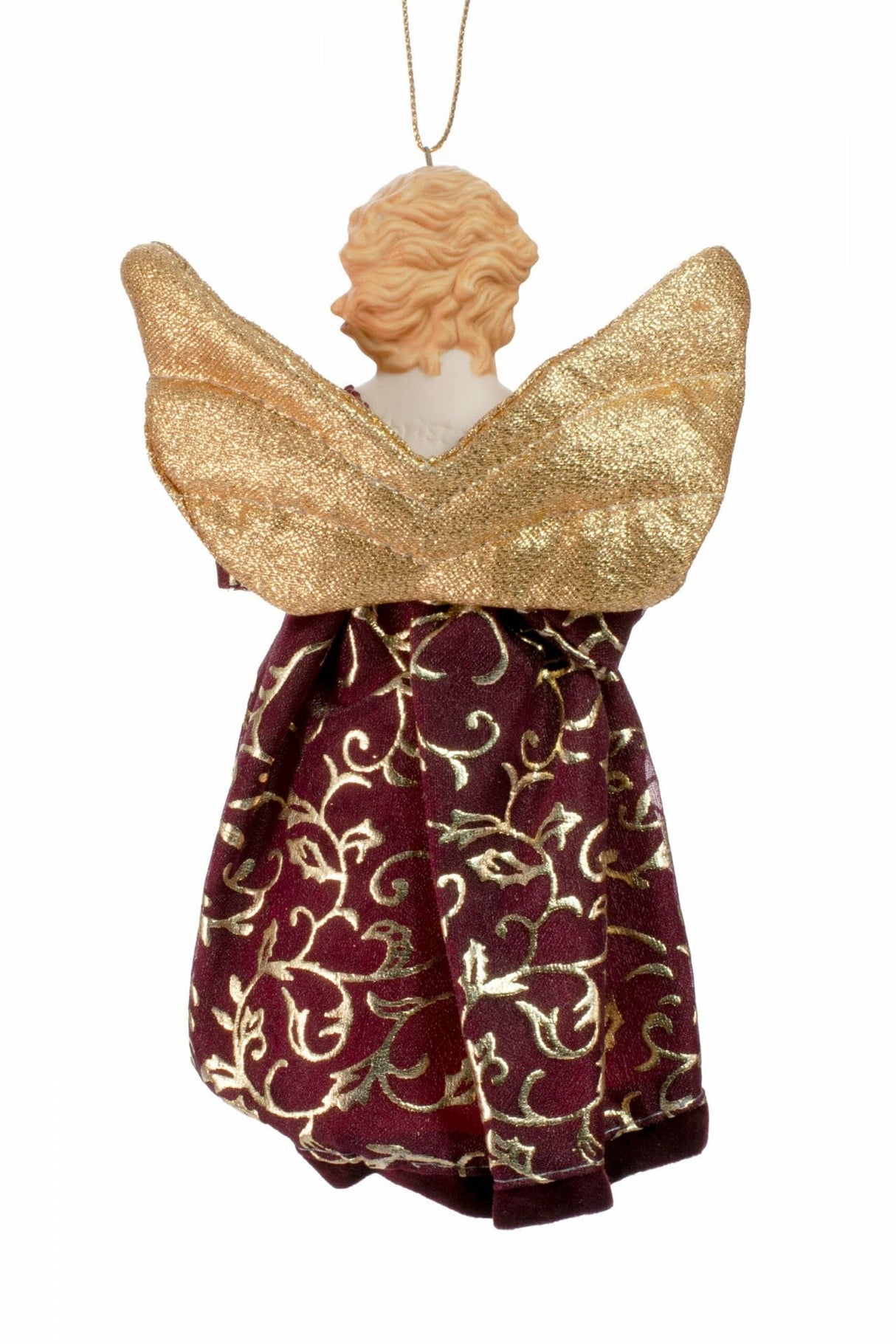 6.5" Hanging Burgundy Cloth Angel Ornament