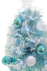 24" Blue and White Pvc Ornamented Warm White LED Christmas Tree