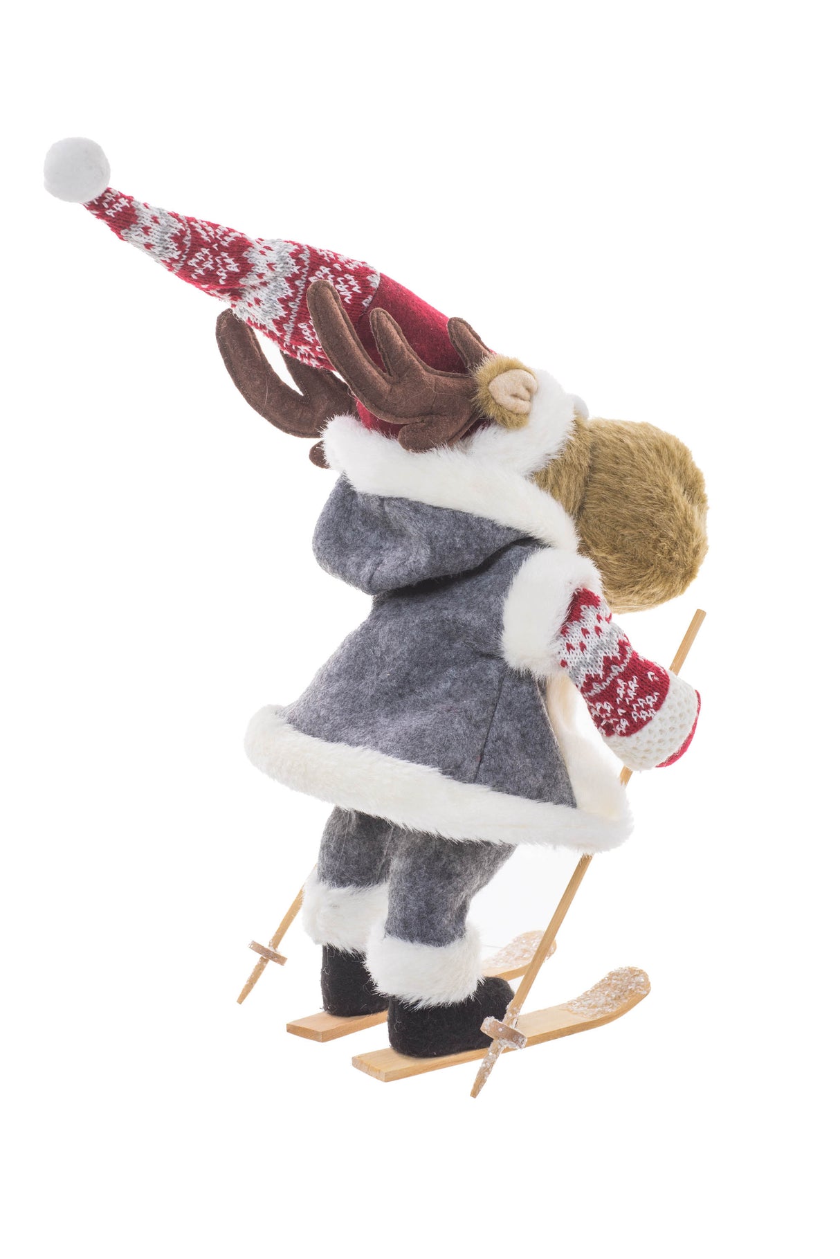 14" Striped Gray and Brown Cloth Moose Figurine