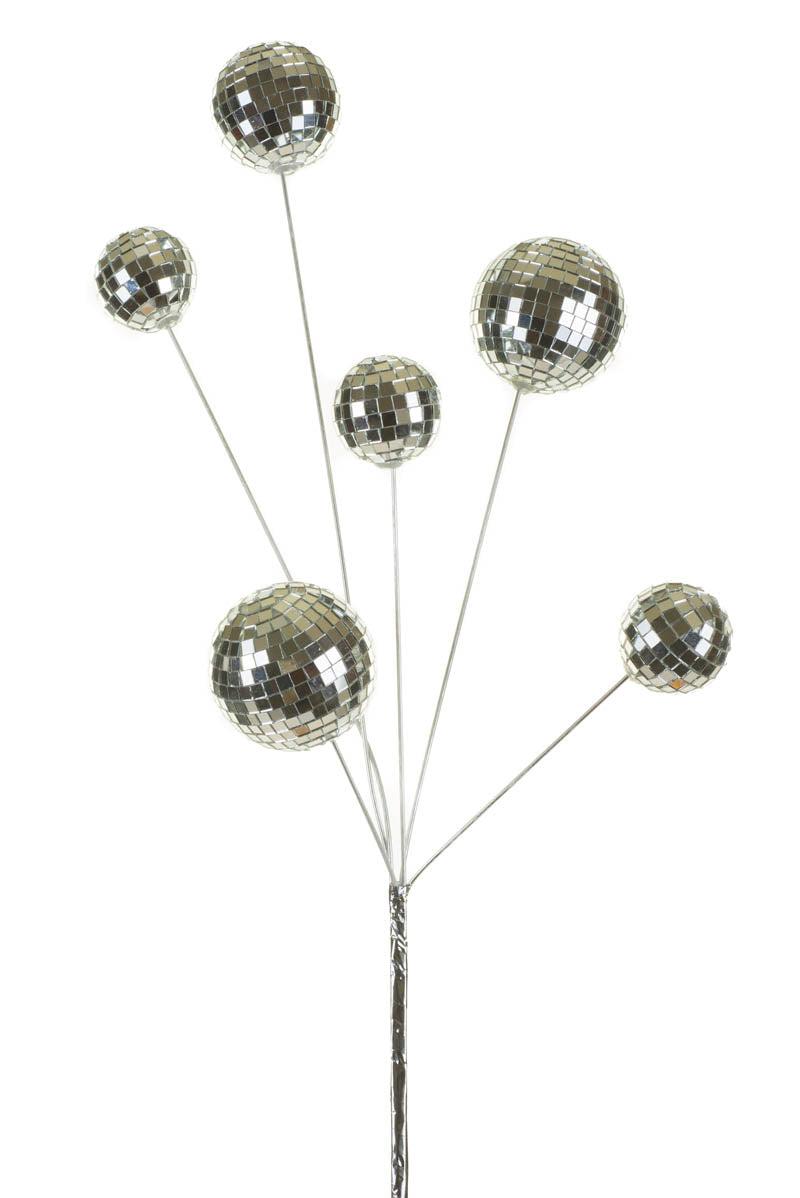 27.5" Silver Metal Disco Ball Tree Pick