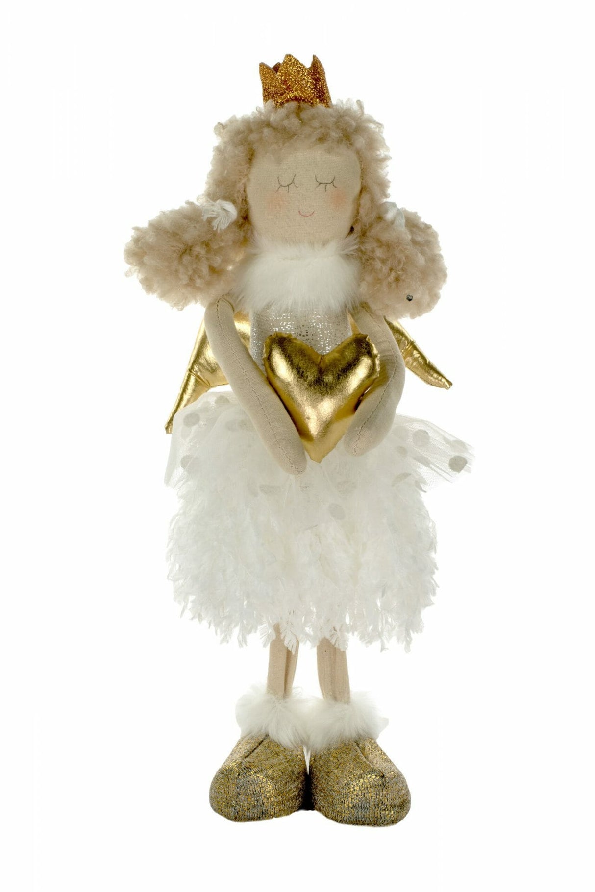 15" Beige Cloth Girl Doll with White Tutu