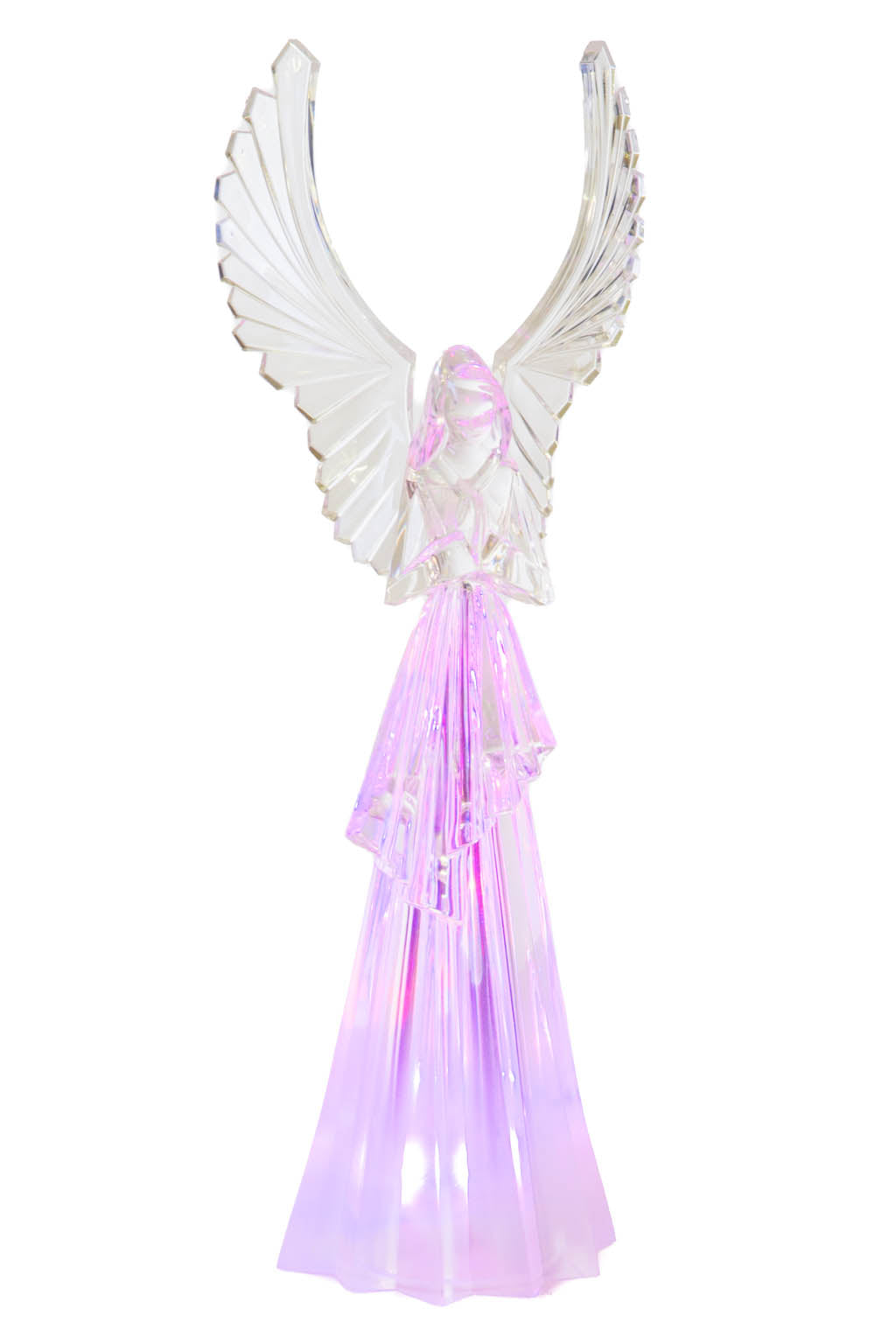 11.25" Clear Plastic Angel Color Change LED Figure
