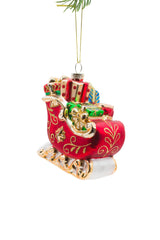 4.75" Hanging Pearline Red Glass Sleigh Ornament