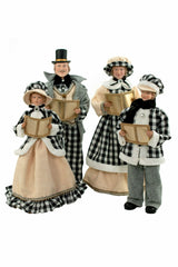 22" Buffalo Plaid Black Cloth Traditional Caroler Set with Choir Books