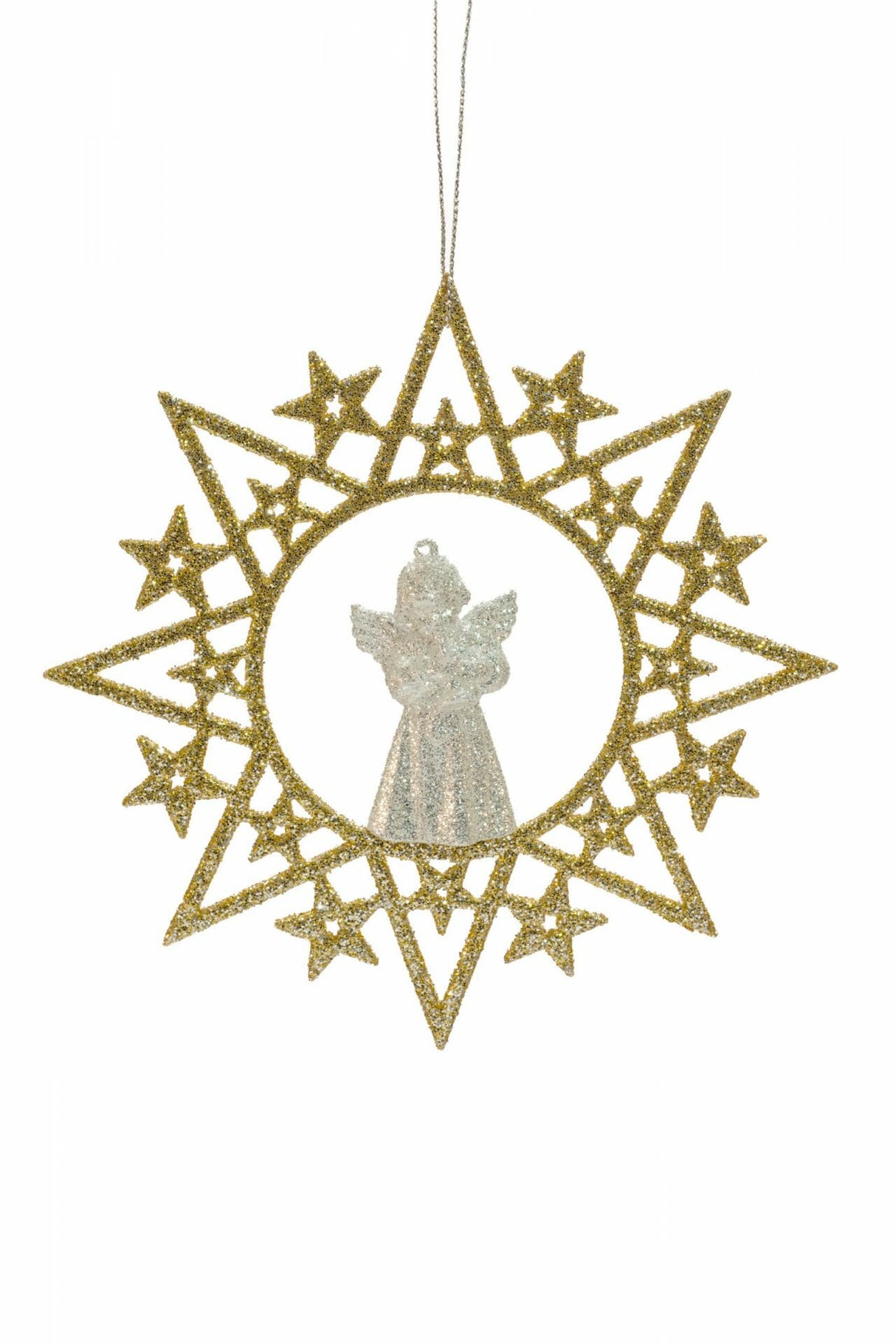 Hanging Gold Glittered Star Wreath Ornament