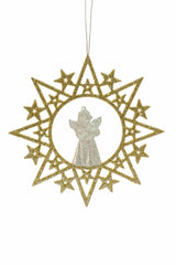 Hanging Gold Glittered Star Wreath Ornament