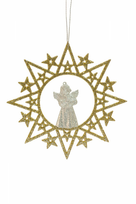 Hanging Gold Glittered Star Wreath Ornament