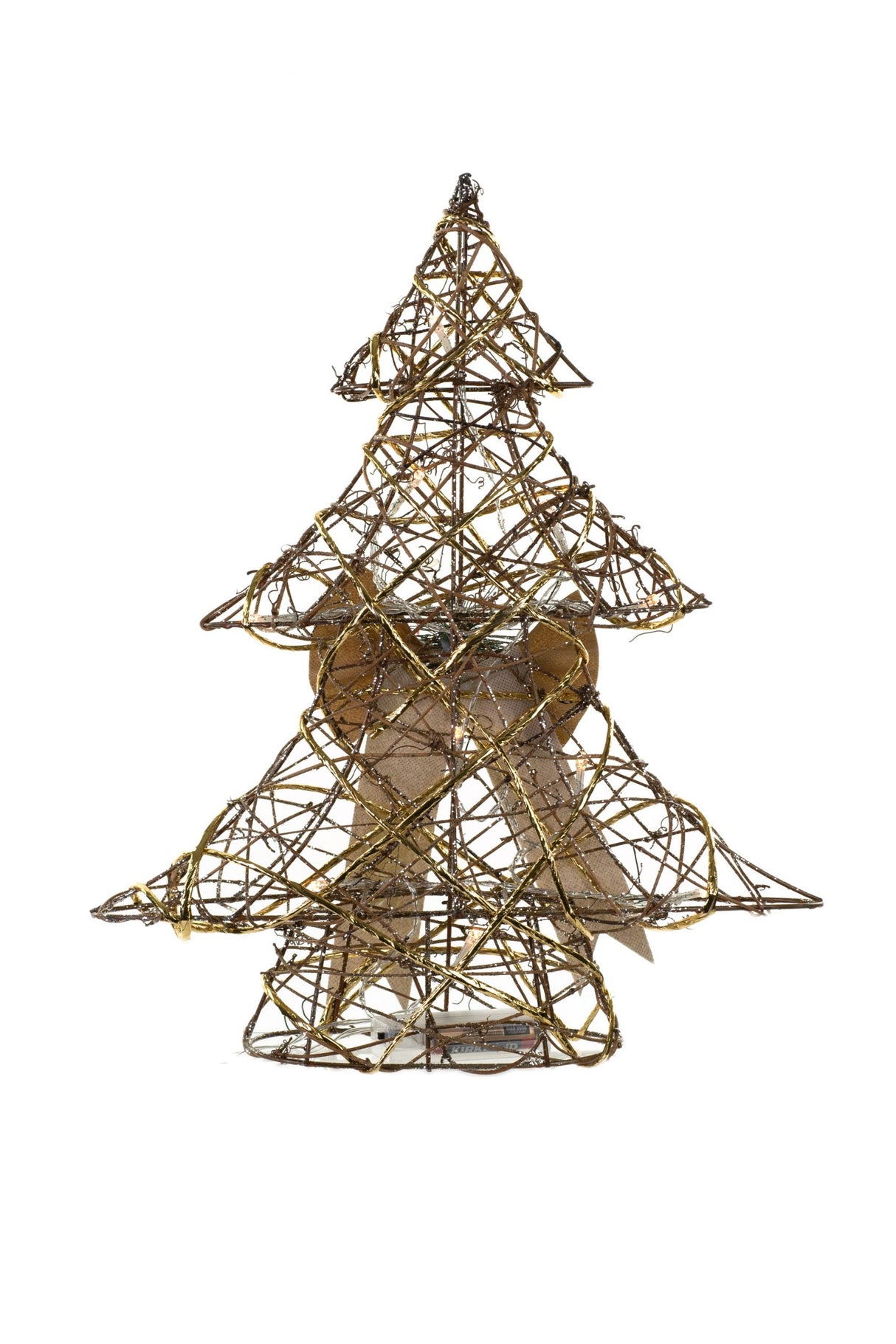 15.5" Gold Twigs Christmas Tree 10-Light Decoration