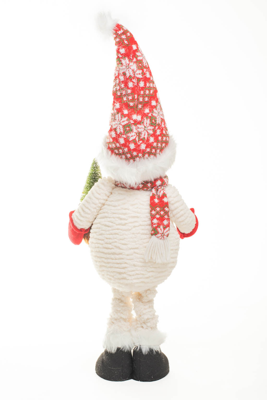 30" Large Snowflake White and Red Foam Snowman Figure with Tree
