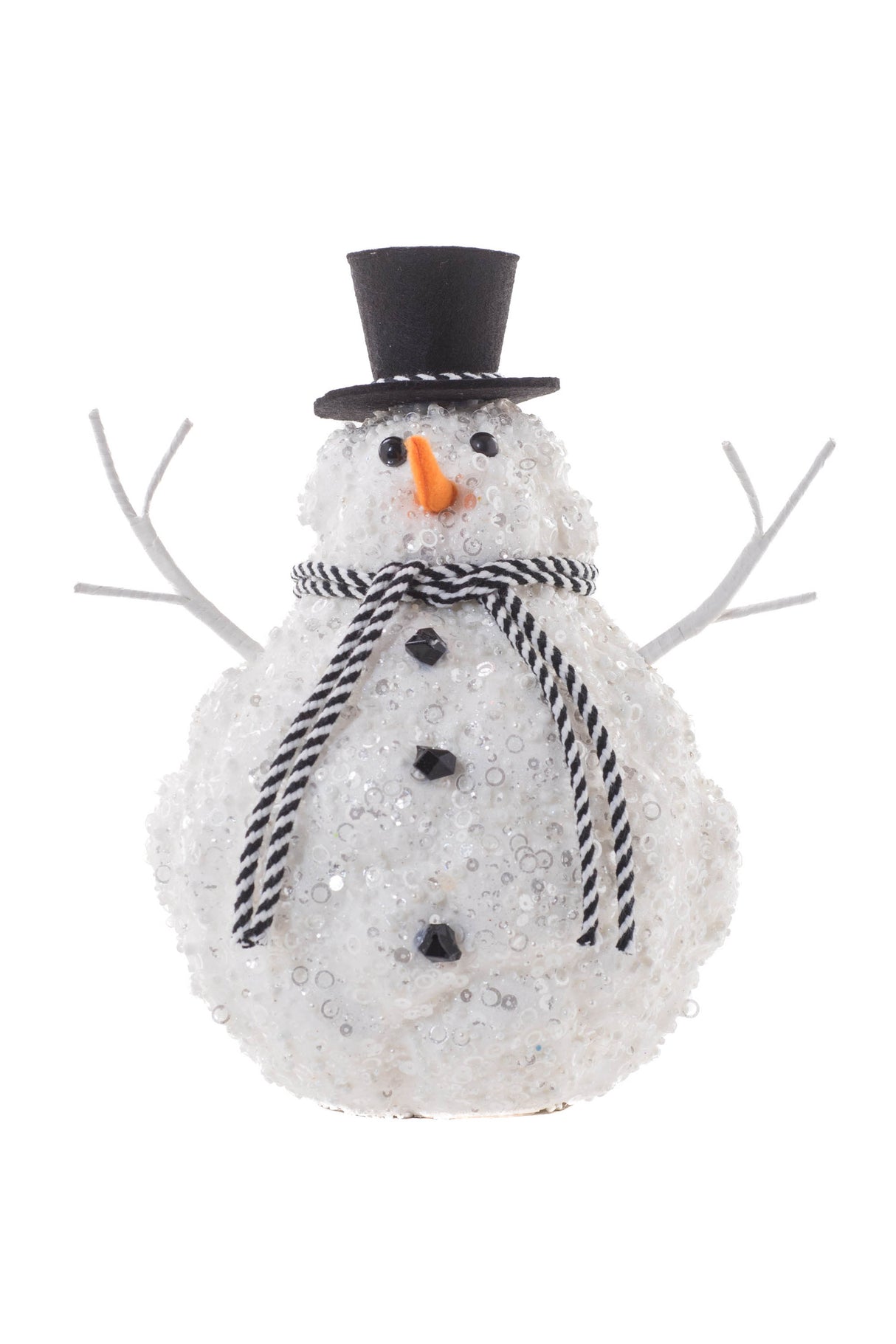 10.5" Striped Silver Foam Dimpled Snowman with Top Hat