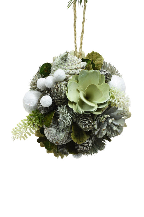 5" Hanging Green Pvc Foliage Ball Ornament