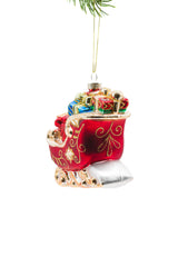 4.75" Hanging Pearline Red Glass Sleigh Ornament