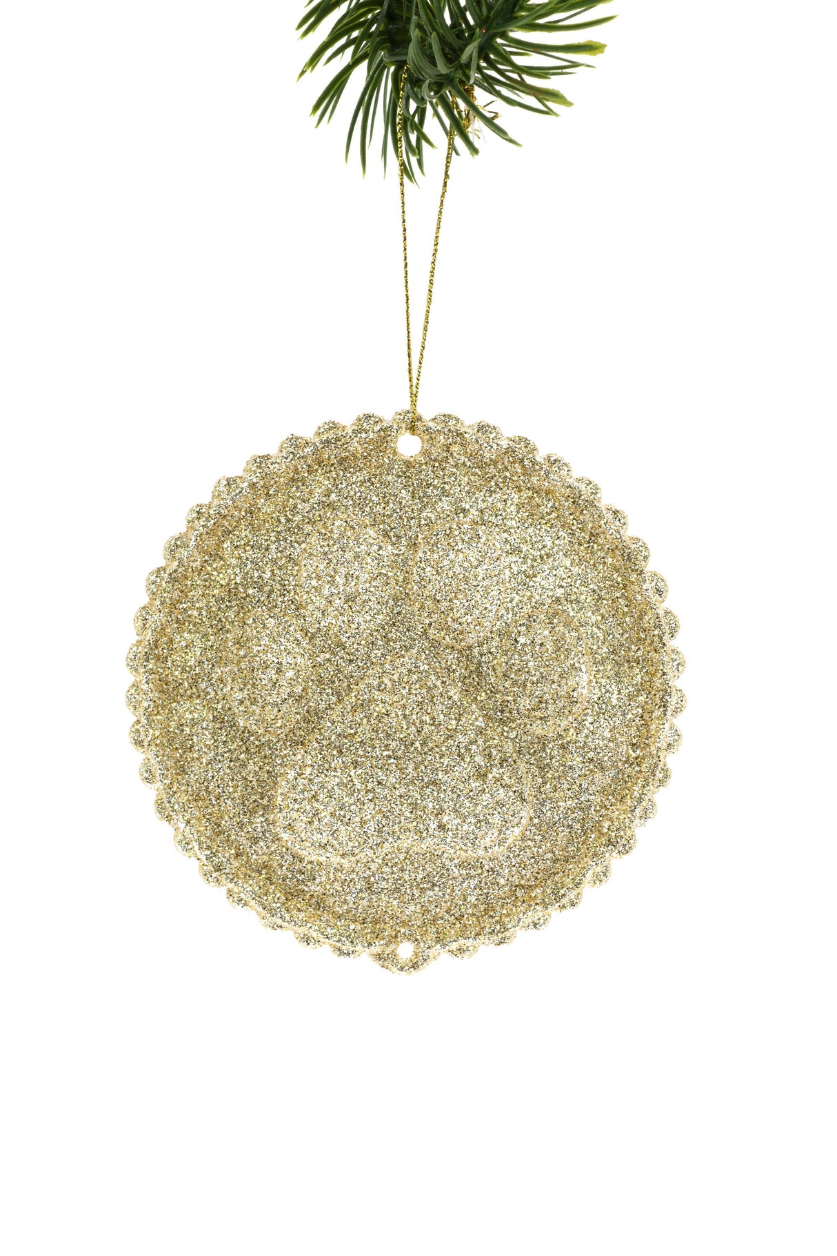 Gold Hanging Flat Ball Ornament