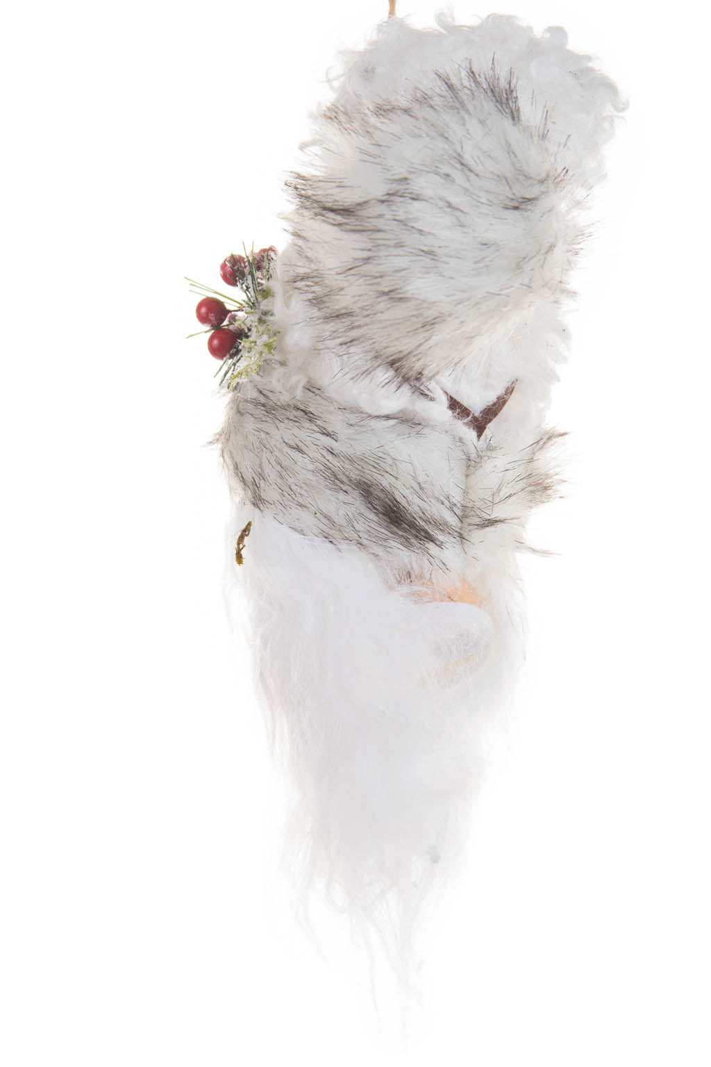 9.5" Hangable White Furry Santa Head Ornament