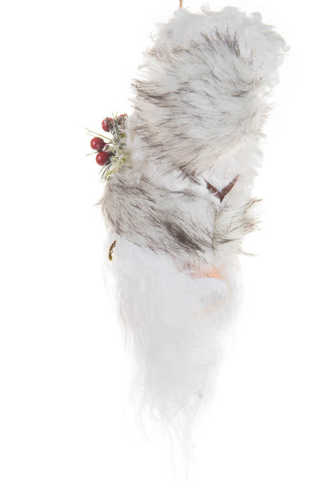 9.5" Hangable White Furry Santa Head Ornament
