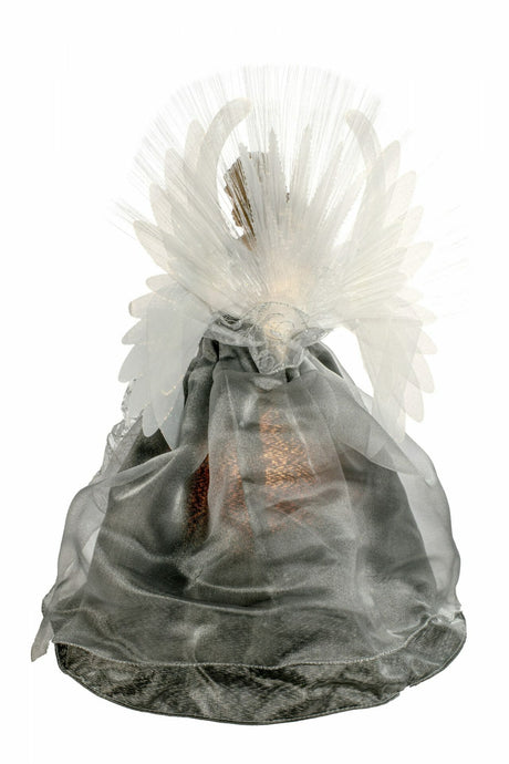 18" Silver and Gray Cloth Large Modern Fiber Optic Angel Tree Topper