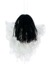 8" Fuzzy Hanging White Cloth Ghost Doll with Black Hair