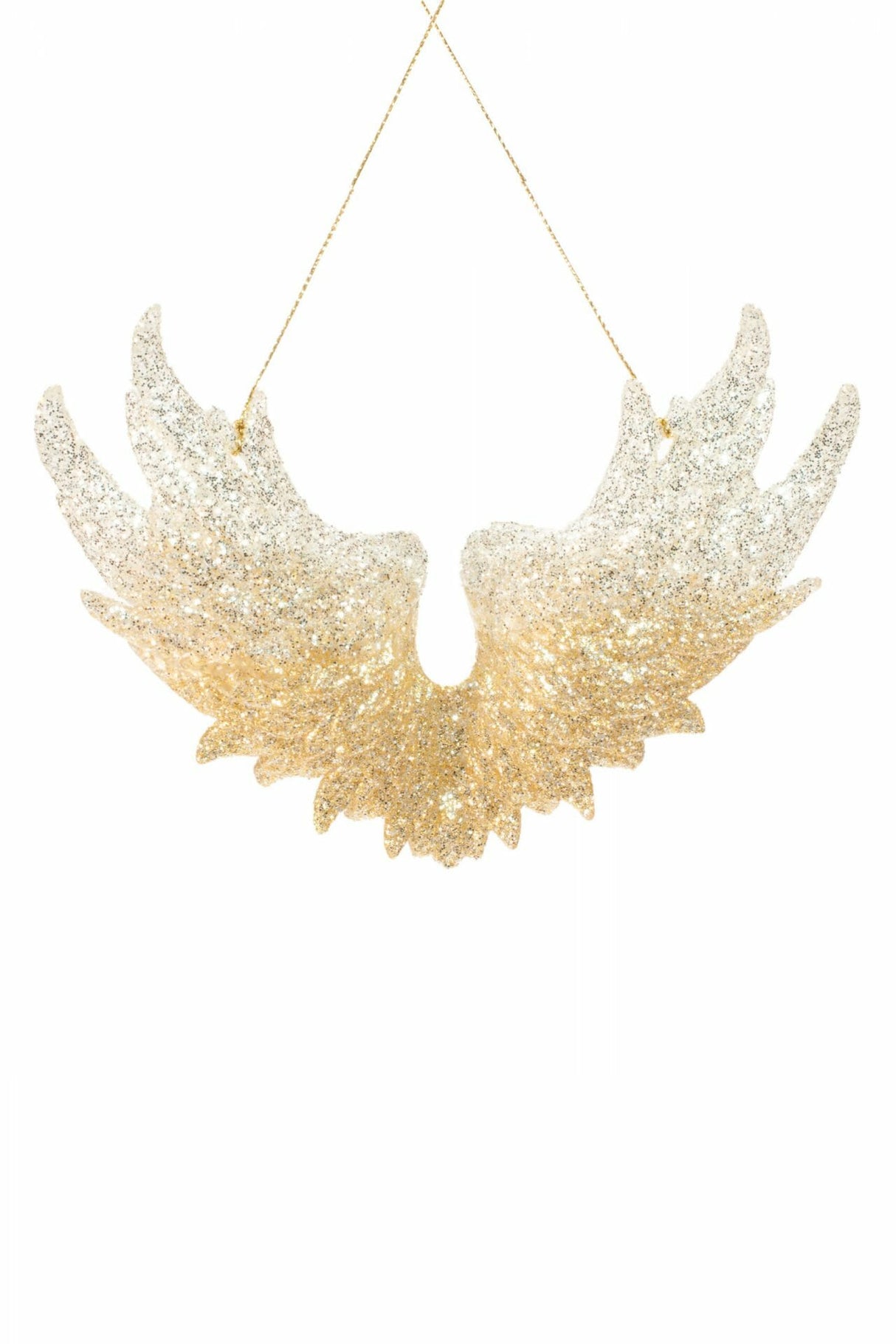 Hanging Silver Glittered Wings Ornament