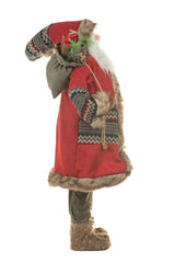 49" Red and Gray Cloth Santa Figurine with Gifts