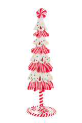 13.75" Candycane Red and White Metal Christmas Tree Display
