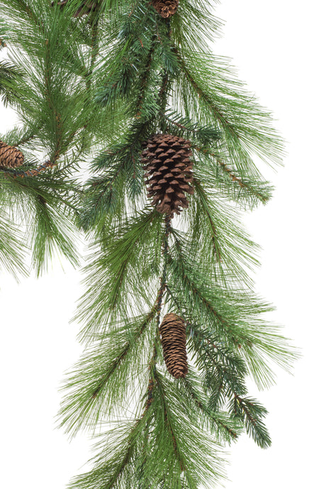 72" Green Plastic Mixed Pine Garland with Pinecones