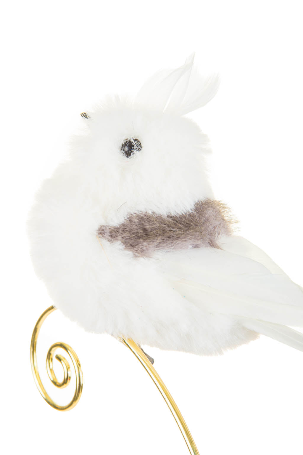 6" Fluffy Clip-On White Foam Bird Ornament with Feathered Wings