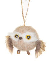 3.5" Hanging Brown Fabric Owl Chick Ornament