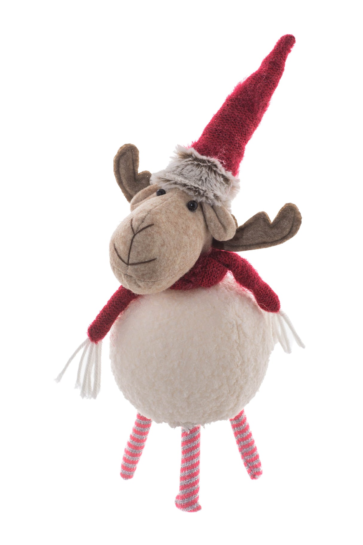 12" Plaid White Polyester Moose Figurine