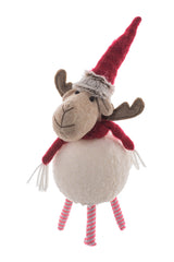 12" Plaid White Polyester Moose Figurine