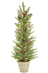 48" Green Pvc Christmas Trees with Silver Planter