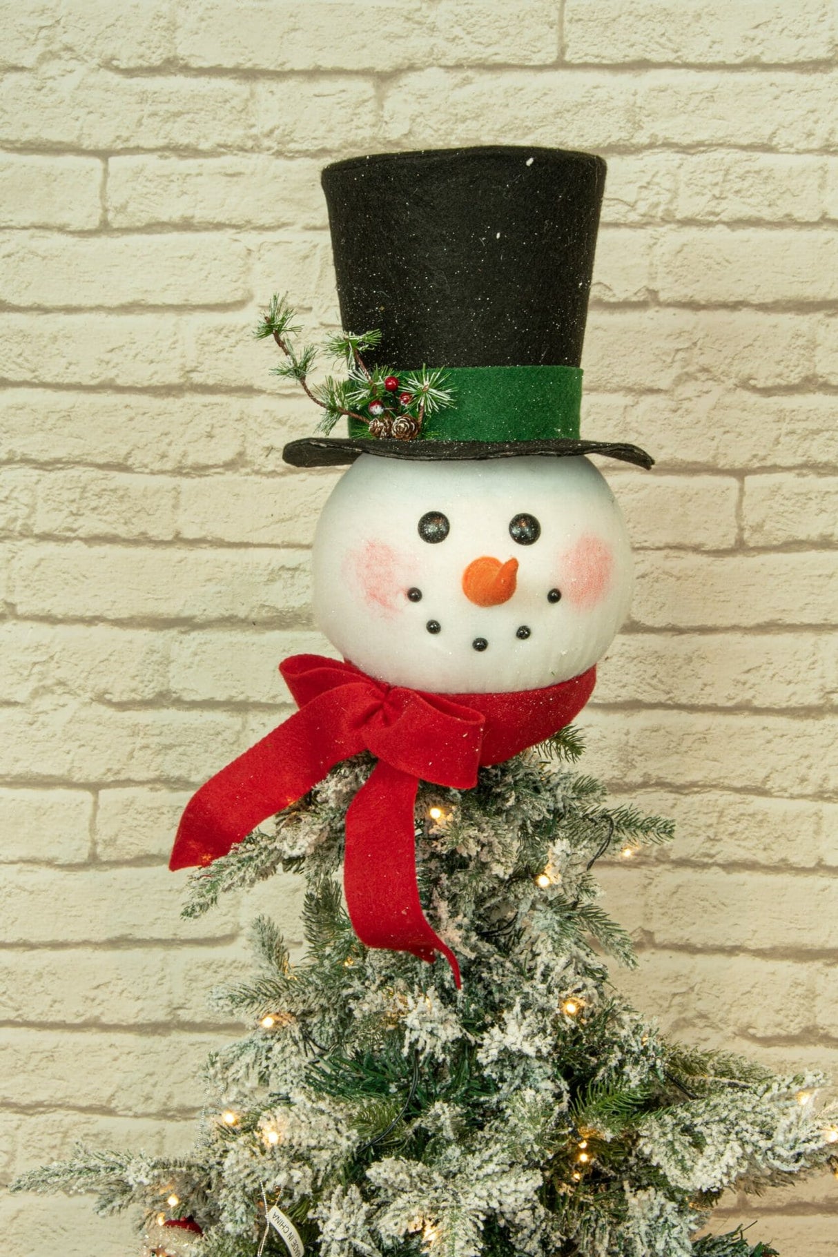 White Snowman Head Tree Topper
