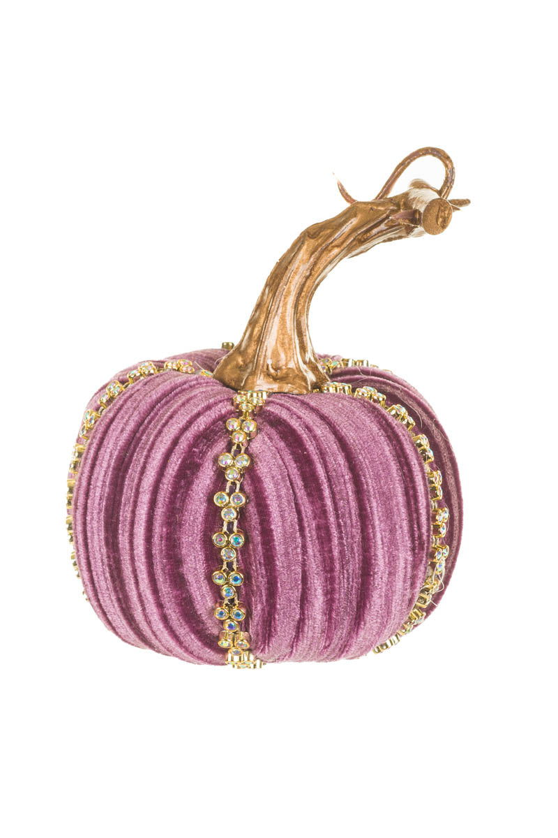 4" Glossy Royal Purple Velveteen Pumpkin Accent