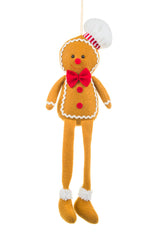 16" Hanging Brown Cloth Cooking Gingerbread Man Figurine