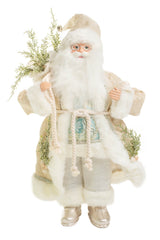 19" Cream and Ivory Polyester Santa Claus Figurine with Sea Shells