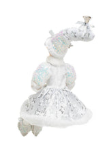 24" Sitting Sequin Platinum Polyester Smug Elf Doll with Star Coat