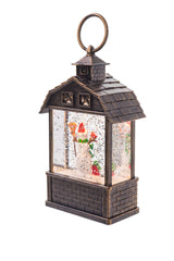 5.5" Mini Brown Plastic Barn-Style LED Snow Globe with Snowman