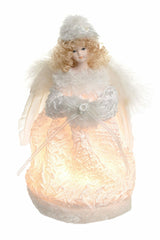 9.5" White Cloth Clasic 10-Light Angel Tree Topper