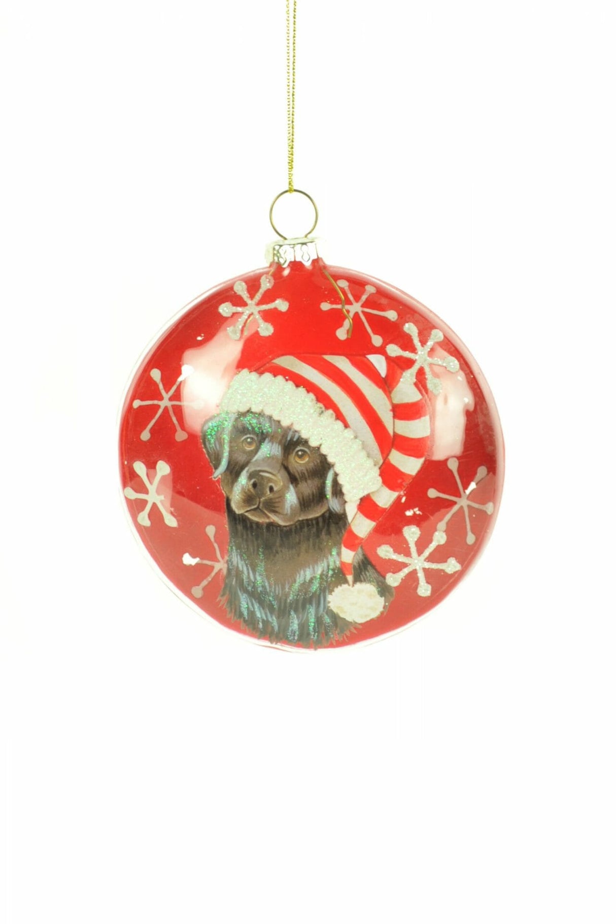 4" Flat Hanging Red Glass Labrador Retriever Ornament