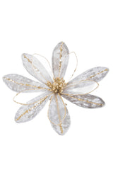 7.85" Gray and Gold Cloth Gardenia Tree Pick