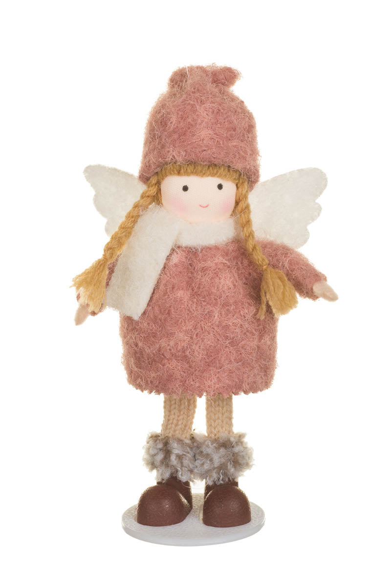 6.75" Hangable Pink Fabric Toasty Cherub Girl Doll with Scarves