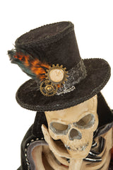 18" Black and Off-White Wood Mr. Bone's Bookshelf Display with Top Hat